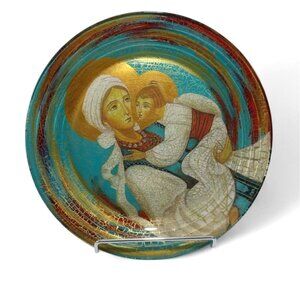 Madonna & Child Glass Plate Signed 2007 Daria Hulak-Kulchytsky 10.6"